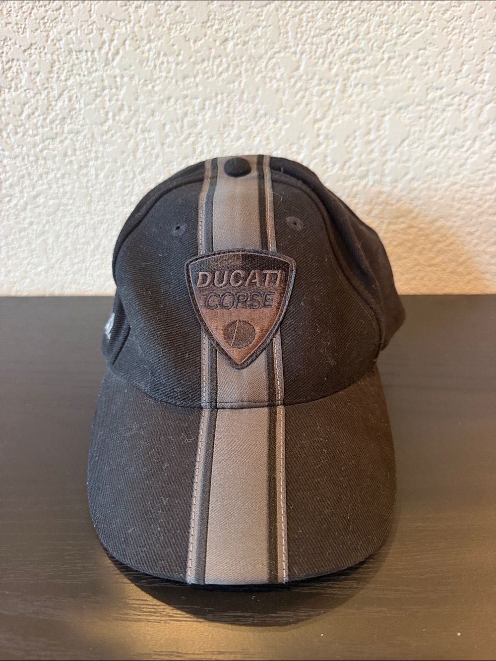 Ducati Corse Black Gray Embroidered Strip Baseball Cap